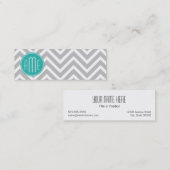 Elegant Modern Gray Chevron en Mint Monogram Mini Visitekaartje (Voorkant / Achterkant)