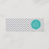 Elegant Modern Gray Chevron en Mint Monogram Mini Visitekaartje (Achterkant)