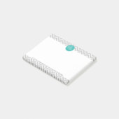 Elegant Modern Gray Chevron en Mint Monogram Post-it® Notes (Schuin)