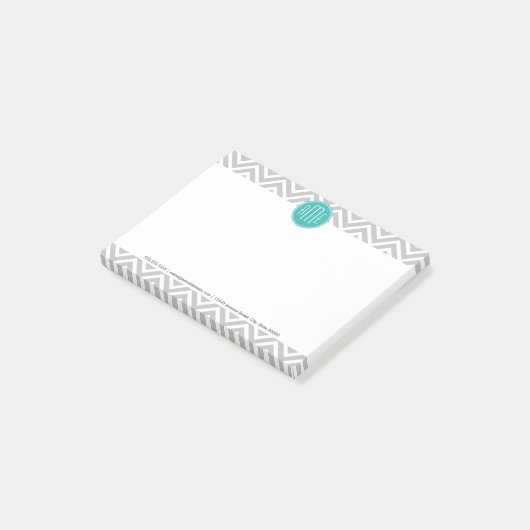 Elegant Modern Gray Chevron en Mint Monogram Post-it® Notes (Schuin)