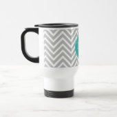 Elegant Modern Gray Chevron en Mint Monogram Reisbeker (Links)