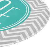 Elegant Modern Gray Chevron en Mint Monogram Snijplank (Hoek)