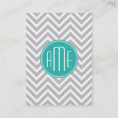 Elegant Modern Gray Chevron en Mint Monogram Visitekaartje (Achterkant)