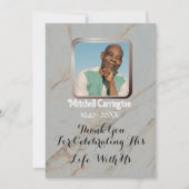 Elegant Modern Gray Marmer Memorial Foto Bedankkaart (Voorkant)