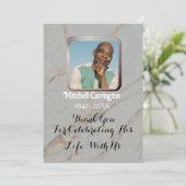 Elegant Modern Gray Marmer Memorial Foto Bedankkaart (Staand voorkant)