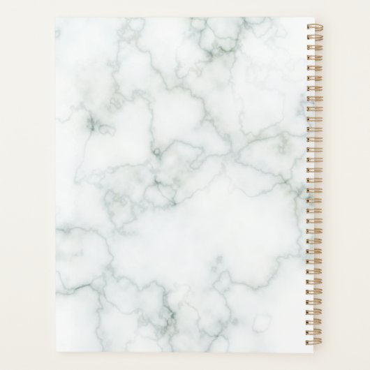 Elegant Modern Gray Marmer Name Gold Planner (Achterkant)