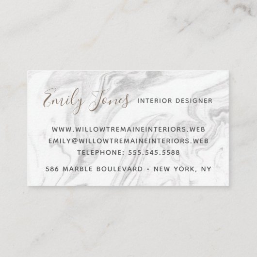 Elegant Modern Gray Marmer Professional Visitekaartje (Achterkant)