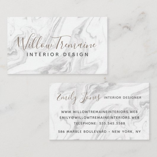 Elegant Modern Gray Marmer Professional Visitekaartje (Voorkant / Achterkant)