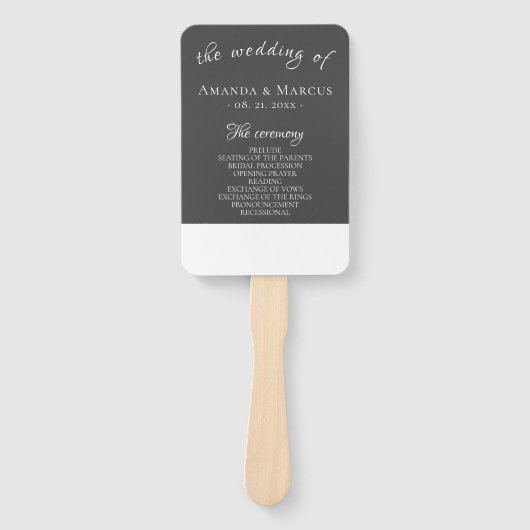 Elegant Modern Gray Wedding Programme Handwaaier (Voorkant)
