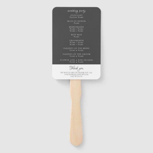 Elegant Modern Gray Wedding Programme Handwaaier (Achterkant)
