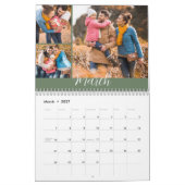 Elegant Modern Green 3-fotoserie Kalender (Mar 2027)