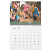 Elegant Modern Green 3-fotoserie Kalender (Jan 2027)