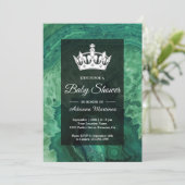 Elegant modern Green Agate Baby shower Kaart (Staand voorkant)