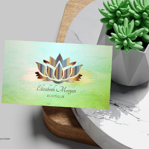 Elegant Modern, Green Brush Stroke Lotus Visitekaartje