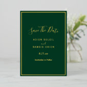 Elegant modern Green Gold Foil bewaar de Date Kaar Folie Uitnodiging (Staand Voorkant)