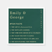 Elegant modern Green Gold Simple Facts Weddenschap Servet (Voorkant)