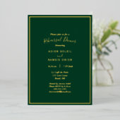 Elegant modern Green Gold Wedding Rehearsal Dinner Folie Uitnodiging (Staand Voorkant)