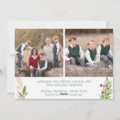 Elegant modern Green-kerstscript Foto Feestdagenkaart (Achterkant)