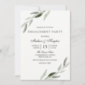 Elegant Modern Green Leaf Engagement Party Kaart (Voorkant)