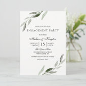 Elegant Modern Green Leaf Engagement Party Kaart (Staand voorkant)