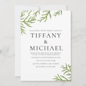 Elegant Modern Green Leaf Wedding Invite Kaart (Voorkant)