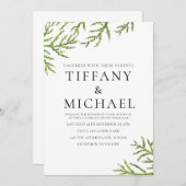 Elegant Modern Green Leaf Wedding Invite Kaart (Voorkant / Achterkant)