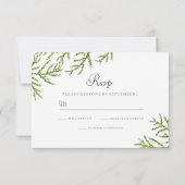Elegant Modern Green Leaf Wedding RSVP (Achterkant)