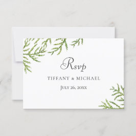 Elegant Modern Green Leaf Wedding RSVP Kaartje