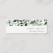 Elegant Modern Green Leafy Tropical Foliage Fern Mini Visitekaartje (Voorkant)