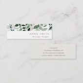 Elegant Modern Green Leafy Tropical Foliage Fern Mini Visitekaartje (Voorkant / Achterkant)