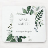 Elegant Modern Green Leafy Tropical Foliage Fern Muismat (Voorkant)