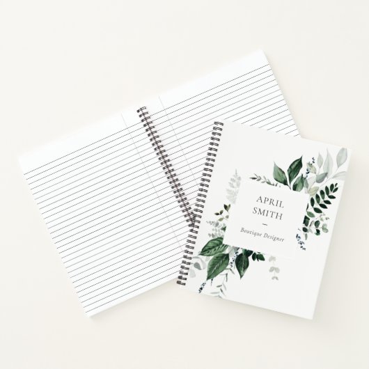 Elegant Modern Green Leafy Tropical Foliage Fern Notitieboek (Binnen)