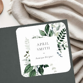 Elegant Modern Green Leafy Tropical Foliage Fern Vierkante Sticker