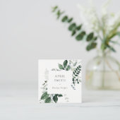 Elegant Modern Green Leafy Tropical Foliage Fern Vierkante Visitekaartje (Staand voorkant)