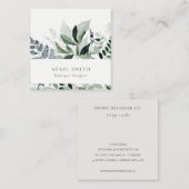 Elegant Modern Green Leafy Tropical Foliage Fern Vierkante Visitekaartje (Voorkant / Achterkant)
