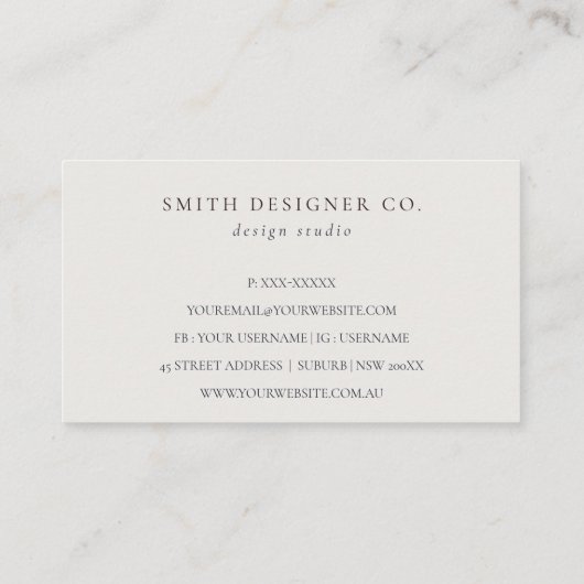 Elegant Modern Green Leafy Tropical Foliage Fern Visitekaartje (Achterkant)