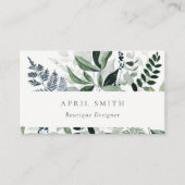 Elegant Modern Green Leafy Tropical Foliage Fern Visitekaartje (Voorkant)