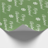 Elegant Modern Green Merry Kerstmis! & Snowflake Cadeaupapier (Hoek)