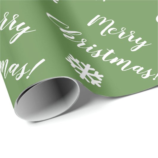 Elegant Modern Green Merry Kerstmis! & Snowflake Cadeaupapier (Rol Hoek)