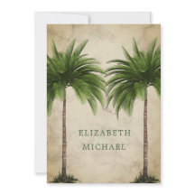 Elegant Modern Green Palm Formal Champagne Wedding