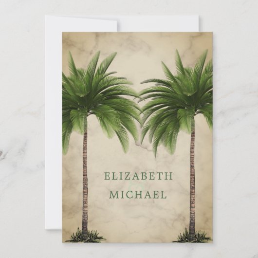 Elegant Modern Green Palm Formal Champagne Wedding Kaart (Voorkant)