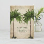 Elegant Modern Green Palm Formal Champagne Wedding Kaart (Staand voorkant)