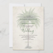Elegant Modern Green Palm Formal Champagne Wedding Kaart (Achterkant)