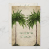 Elegant Modern Green Palm Formal Champagne Wedding Kaart (Voorkant / Achterkant)