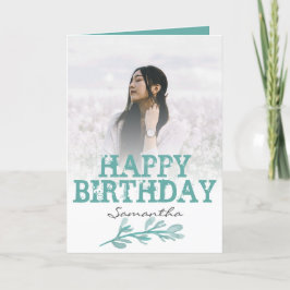 Elegant Modern Green Photo Waterverf Kaart