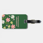 Elegant Modern Green Pink Floral Bagagelabel (Achterkant horizontaal)