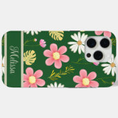 Elegant Modern Green Pink Floral Case-Mate iPhone Case (Achterkant (horizontaal))