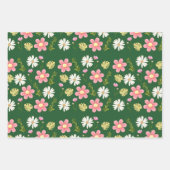 Elegant Modern Green Pink Floral Inpakpapier Vel (Voorkant 3)