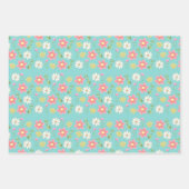 Elegant Modern Green Pink Floral Inpakpapier Vel (Voorkant)