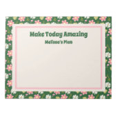 Elegant Modern Green Pink Floral Notitieblok (Voorkant)